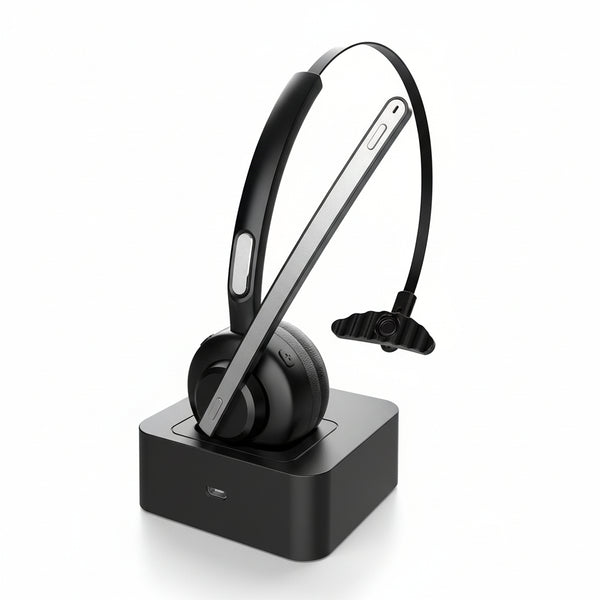 Wireless Bluetooth Computer Headset with Charging Dock No More