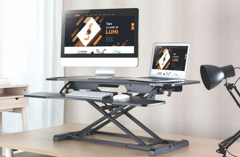 Compact dual store monitor desk