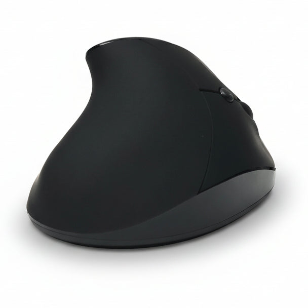 Black ergonomic mouse on a white background