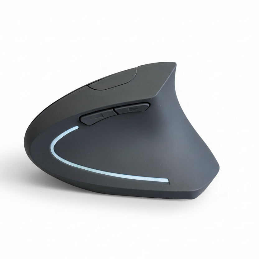 Gray ergonomic mouse on a white background