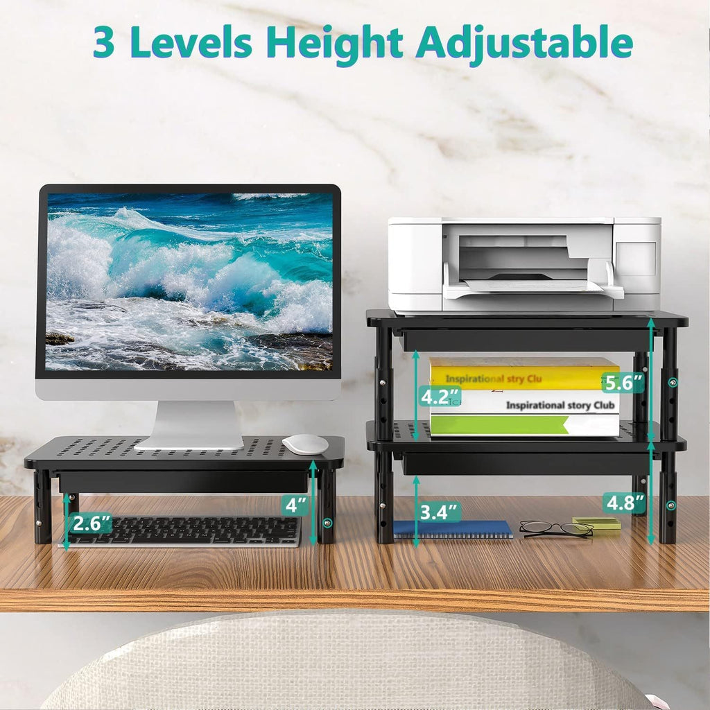 Adjustable Monitor Riser with Drawer – No More Pain Ergonomics
