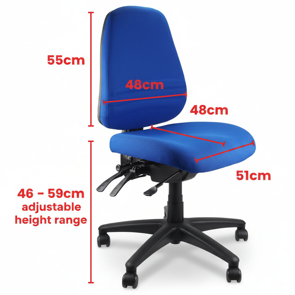 ergonomic office chair dimensions seat pan depth width hieght back rest