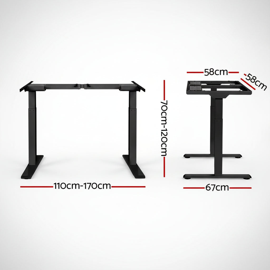 Artiss Electric Dual Motor Standing Desk Frame Only - Black