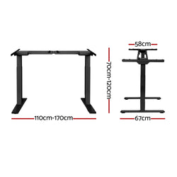 Artiss Electric Dual Motor Standing Desk Frame Only - Black