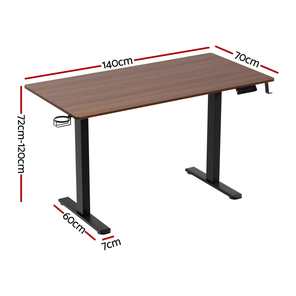 Artiss Electric Dual Motor Standing Desk with Cup & Headphone Holder – 140cm Walnut