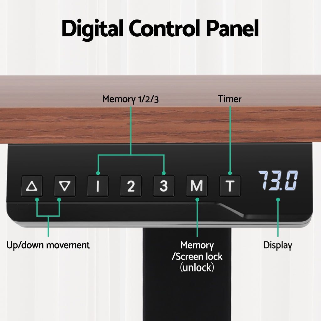 Artiss Electric Dual Motor Standing Desk with Cup & Headphone Holder – 140cm Walnut