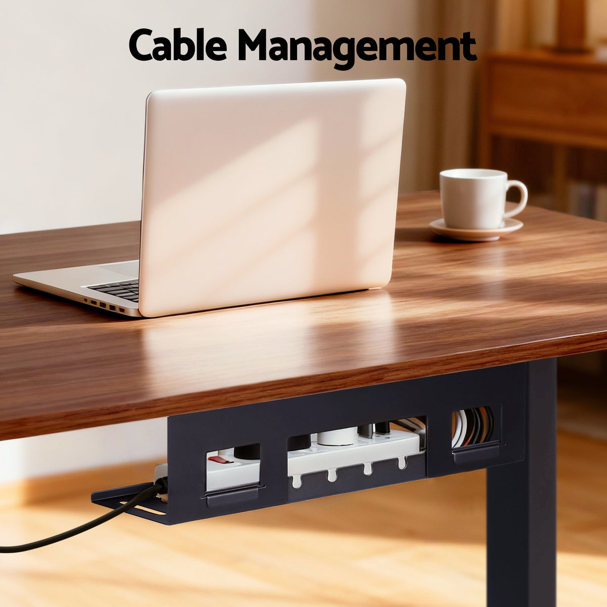 Artiss Electric Dual Motor Standing Desk with Cup & Headphone Holder – 140cm Walnut