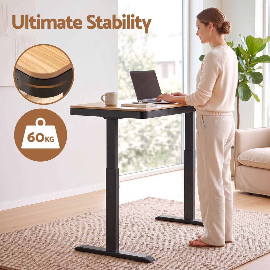 Artiss Electric Standing Desk with USB-C Charging, Drawer & Headphone Hook – 120cm Wood