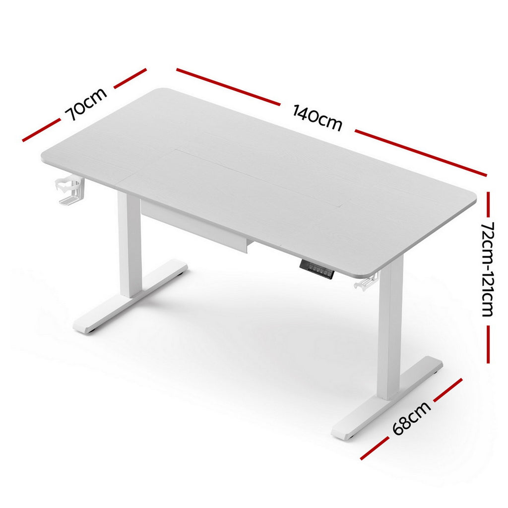 Artiss Electric Standing Desk with Drawer & Cable Management – 140cm White