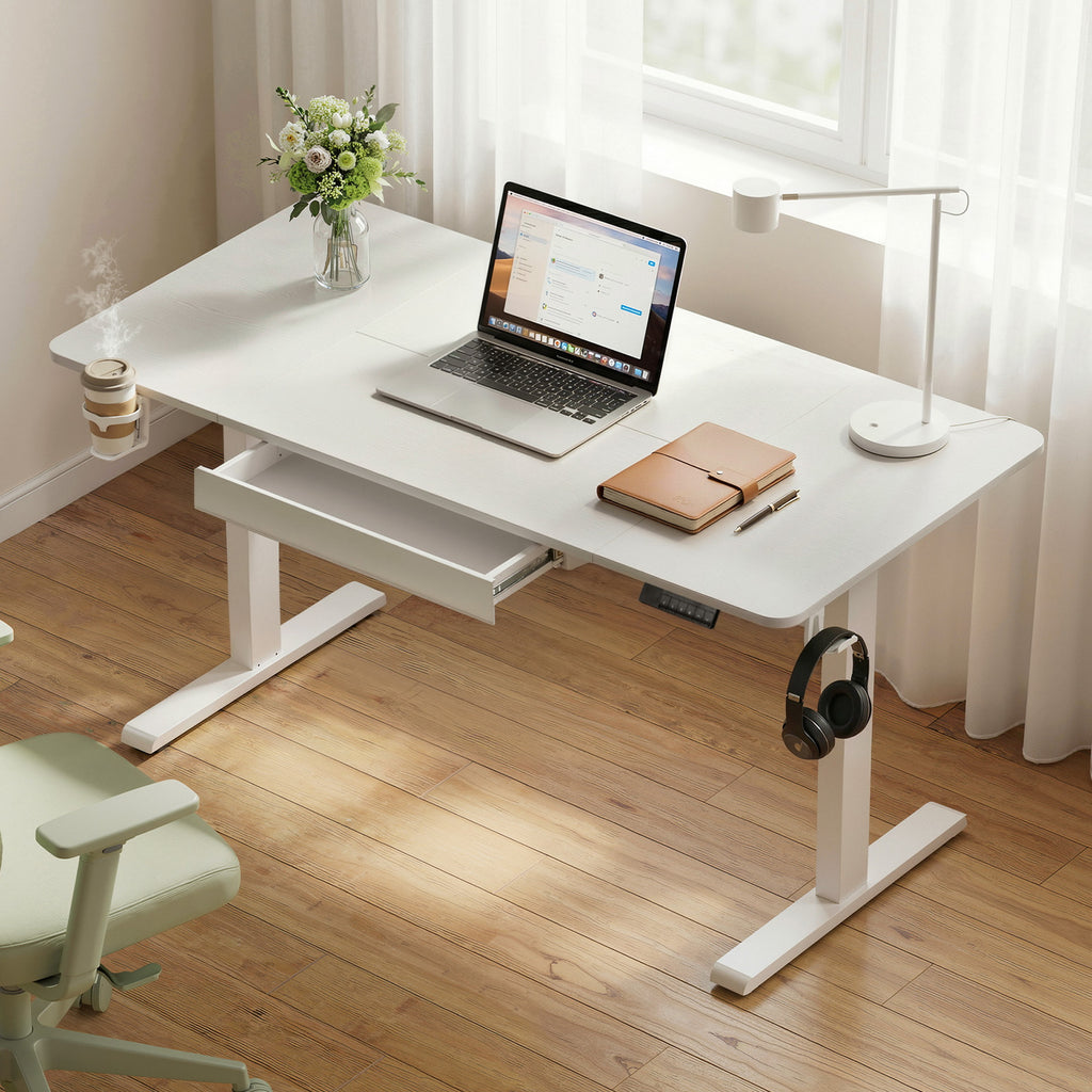Artiss Electric Standing Desk with Drawer & Cable Management – 140cm White