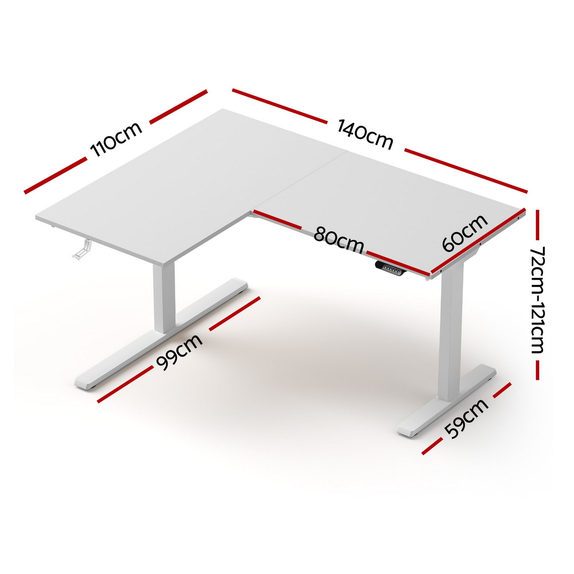 Artiss Electric Dual Motor L-Shaped Standing Desk - White