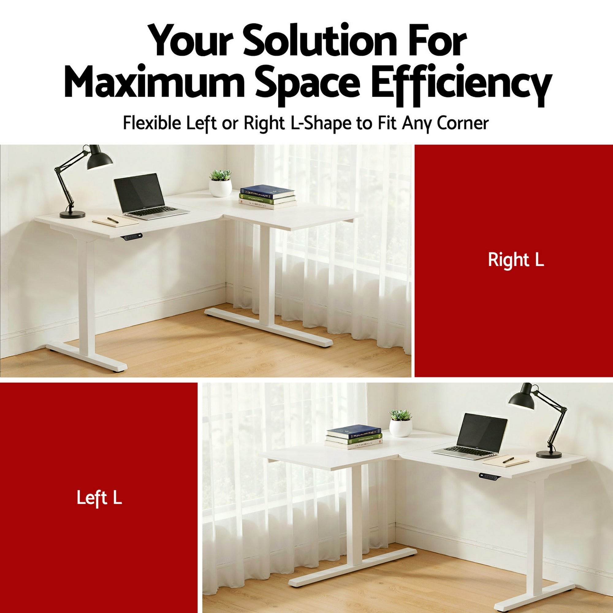 Artiss Electric Dual Motor L-Shaped Standing Desk - White