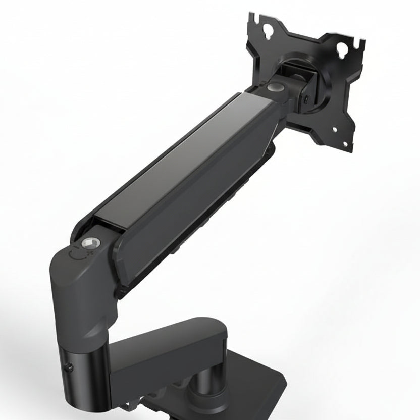Black computer monitor arm clamp attachement
