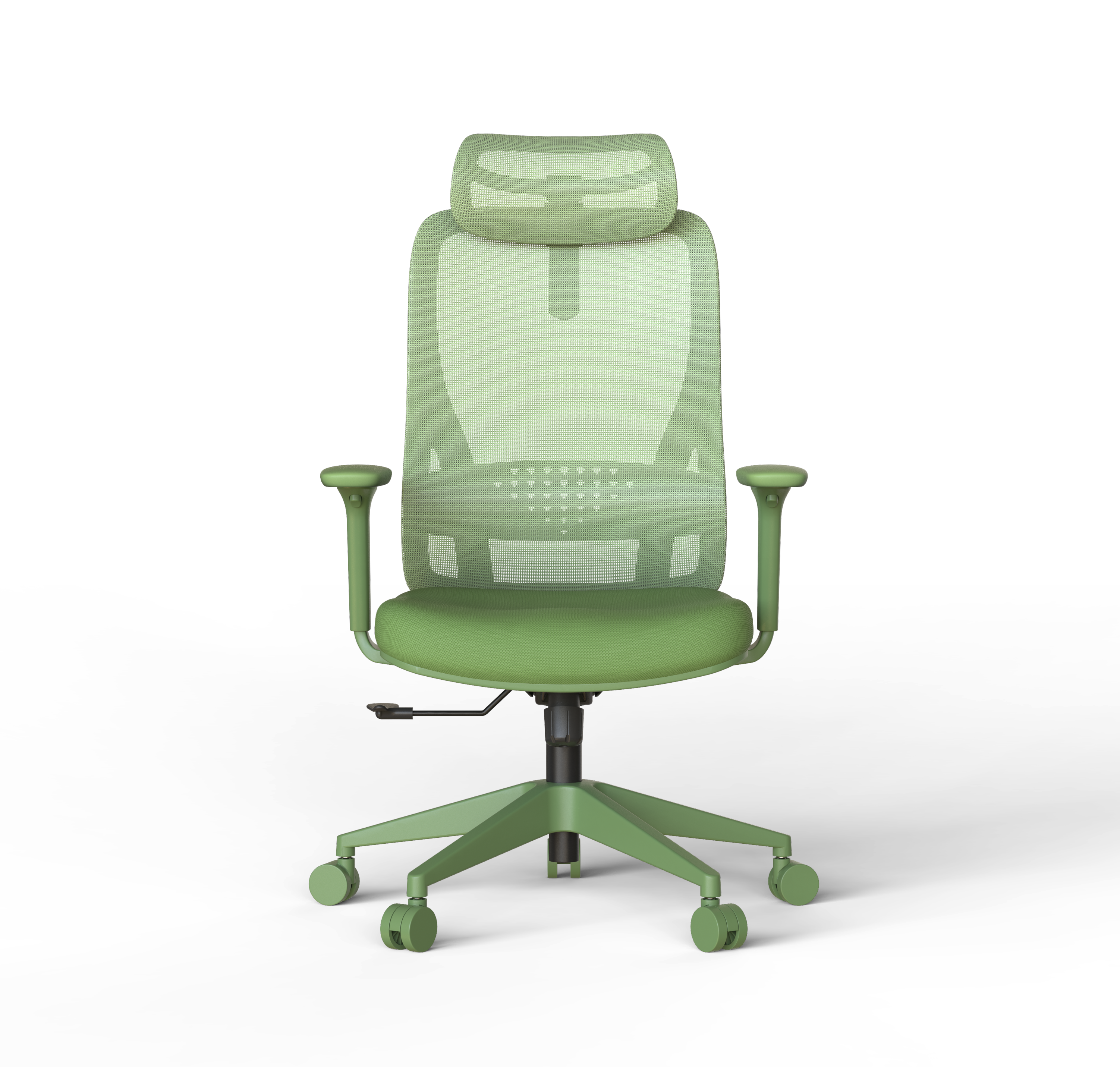 Green office chair on a white background
