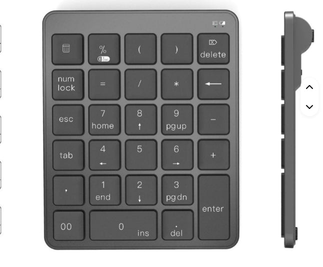 Black numerical keypad with key labels on a white background
