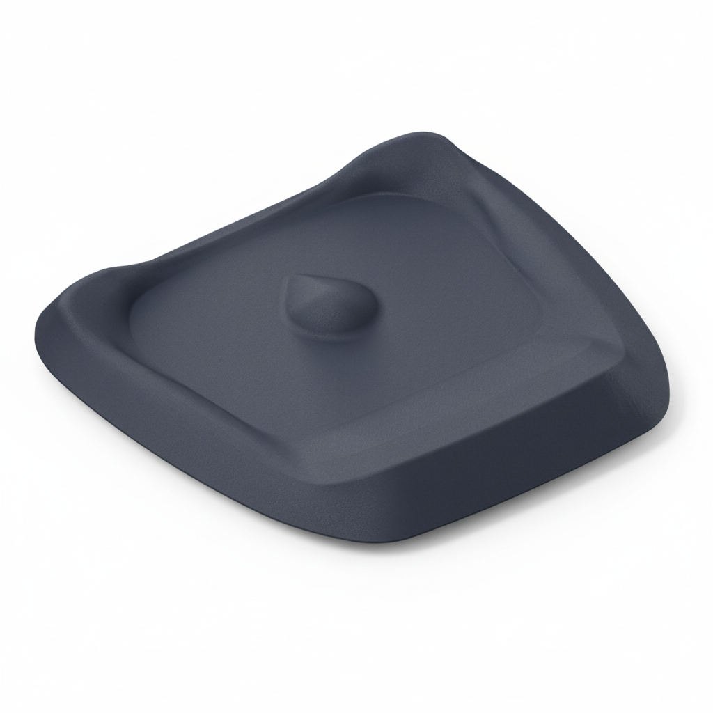 A black ergonomic anti-fatigue mat for standing desks with a textured surface and a non-slip bottom.