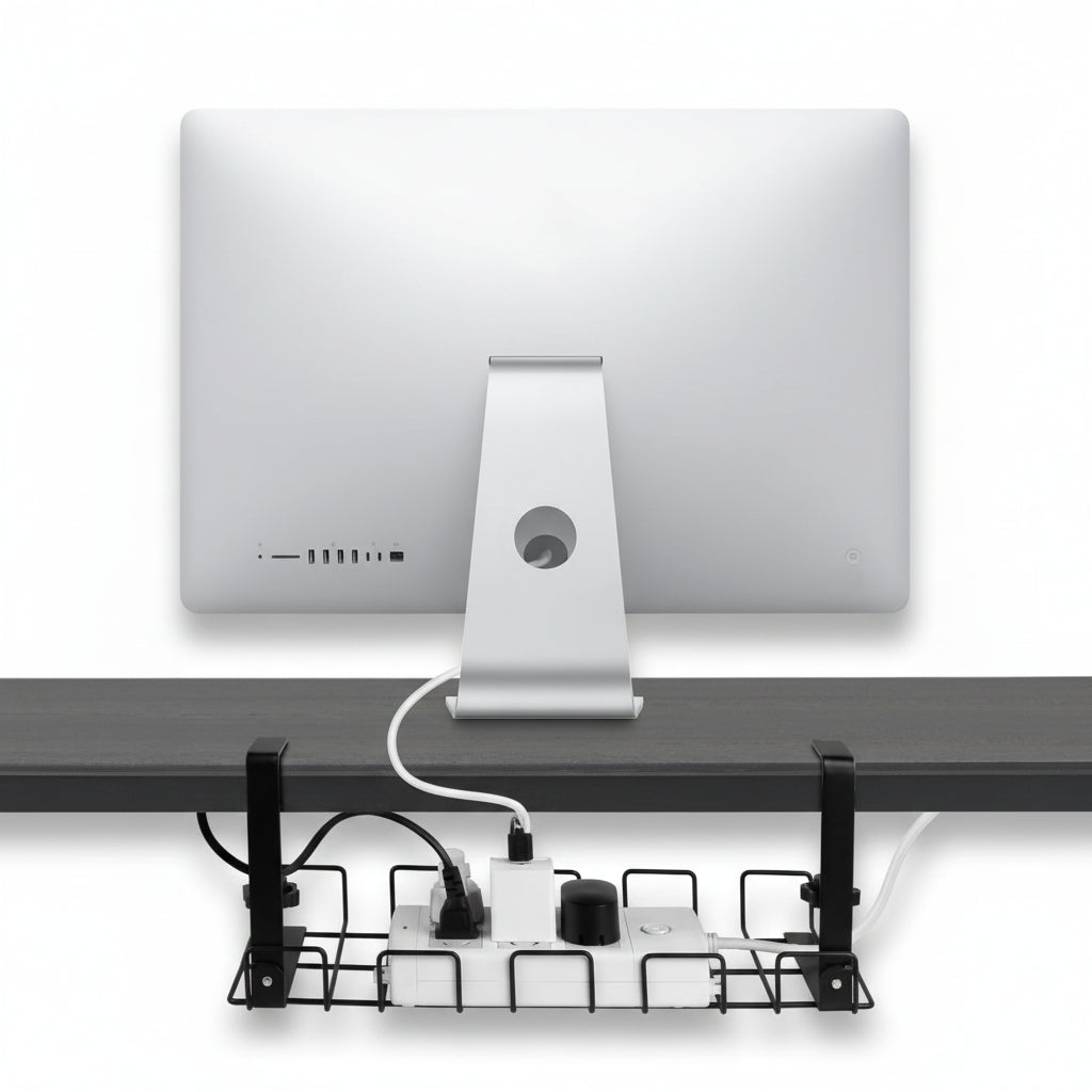 Under Desk Cable Management Tray 2-Pack – Black