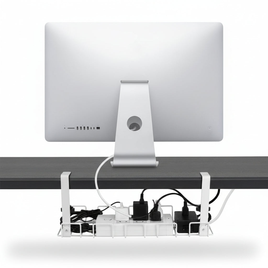 Under Desk Cable Management Tray 2-Pack – White