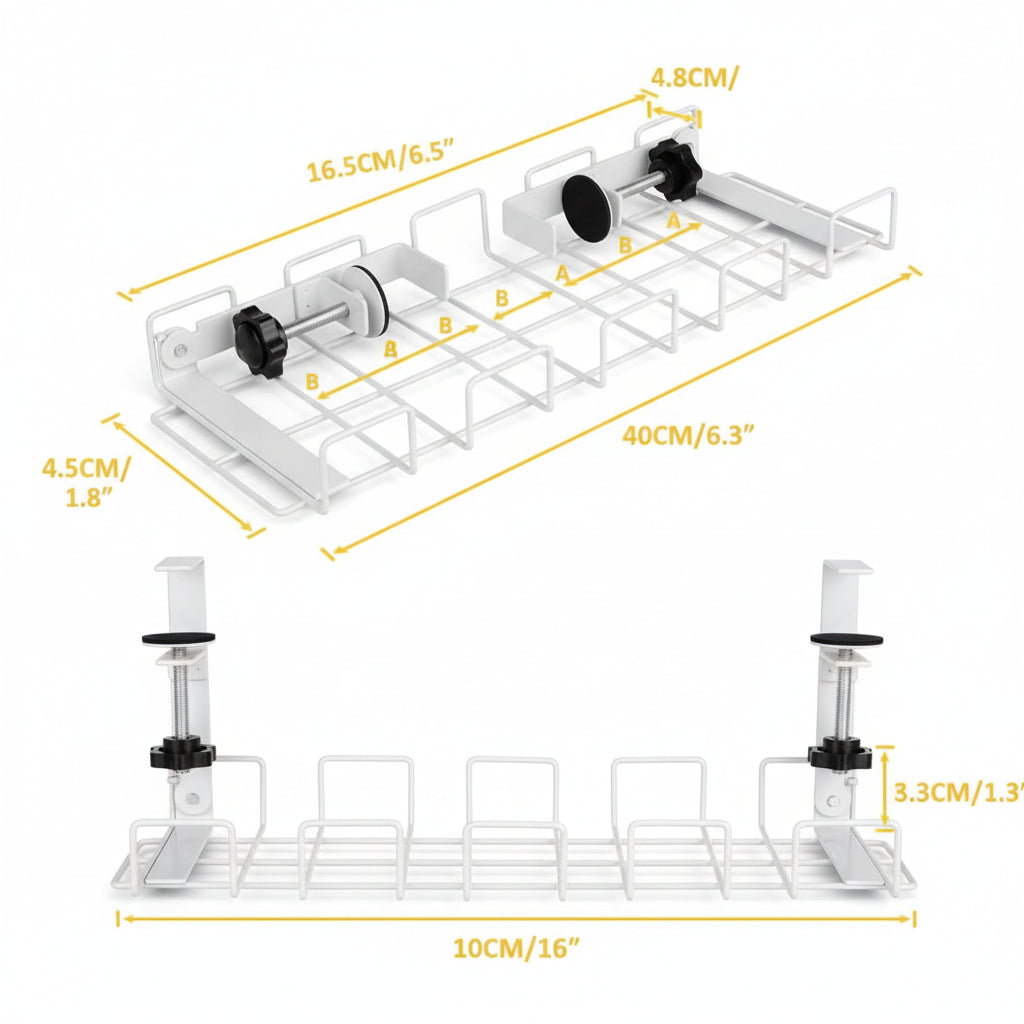 Under Desk Cable Management Tray 2-Pack – White