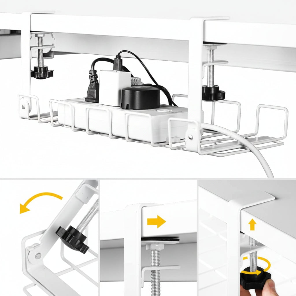 Under Desk Cable Management Tray 2-Pack – White