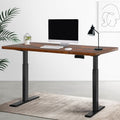 Artiss Electric Dual Motor Standing Desk - 120cm - Black + Rustic Brown