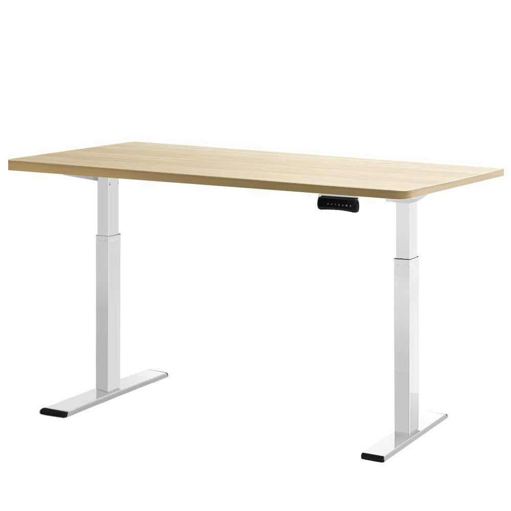 Artiss Electric Dual Motor Standing Desk - 120cm - White + Oak