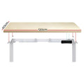 Artiss Electric Dual Motor Standing Desk - 120cm - White + Oak