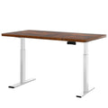 Artiss Electric Dual Motor Standing Desk - 120cm - White + Rustic Brown