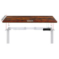 Artiss Electric Dual Motor Standing Desk - 120cm - White + Rustic Brown