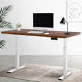 Artiss Electric Dual Motor Standing Desk - 120cm - White + Rustic Brown