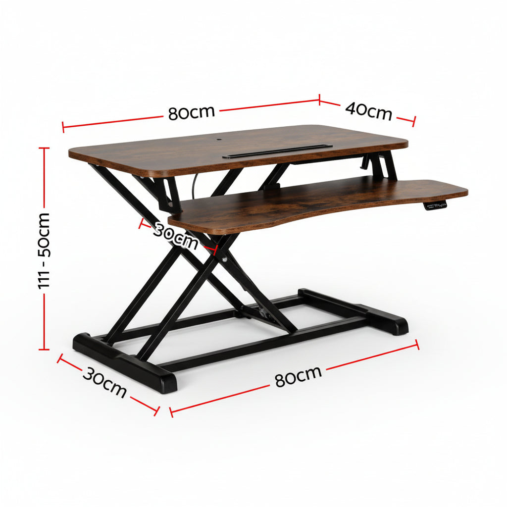Artiss Height Adjustable Standing Desk - Rustic Brown