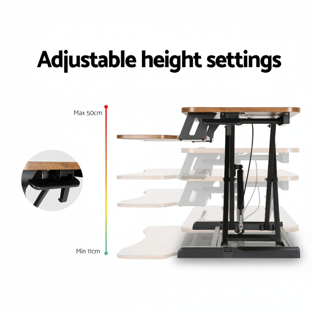 Artiss Height Adjustable Standing Desk - Rustic Brown